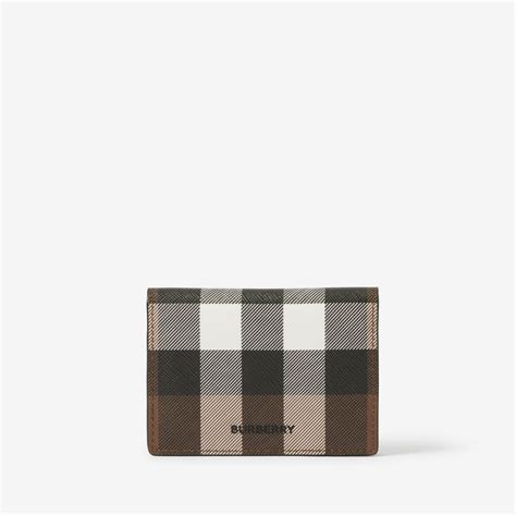 burberry checked canvas and leather cardholder|Check and Leather Card Case in Dark birch brown .